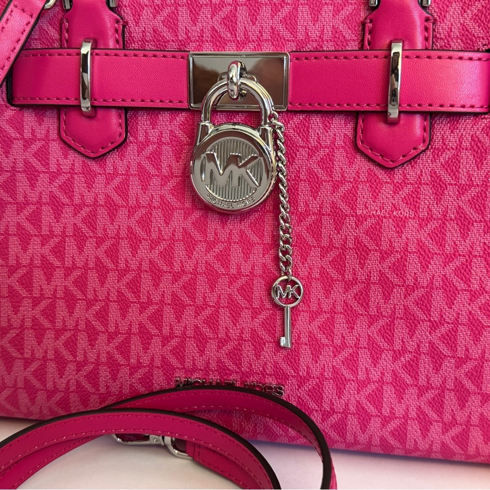 Michael Kors Dragonfruit Hamilton Small Signature Logo Satchel - Picture 3 of 12
